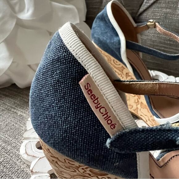 See by Chloe Platform Wedge Sandals Shoes Women’s 37 US 7 - Picture 4 of 14